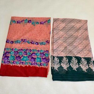 Two Indian Sarees Pink Green Red